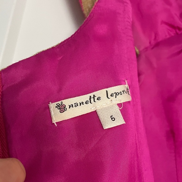 NWT Pink gold silk linen pleated bust NANETTE LEPORE dress knee length 6 - Picture 2 of 12